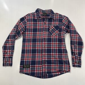 The Vermont Flannel Co Shirt Mens Large Blue Red Plaid Long Sleeve Button Down